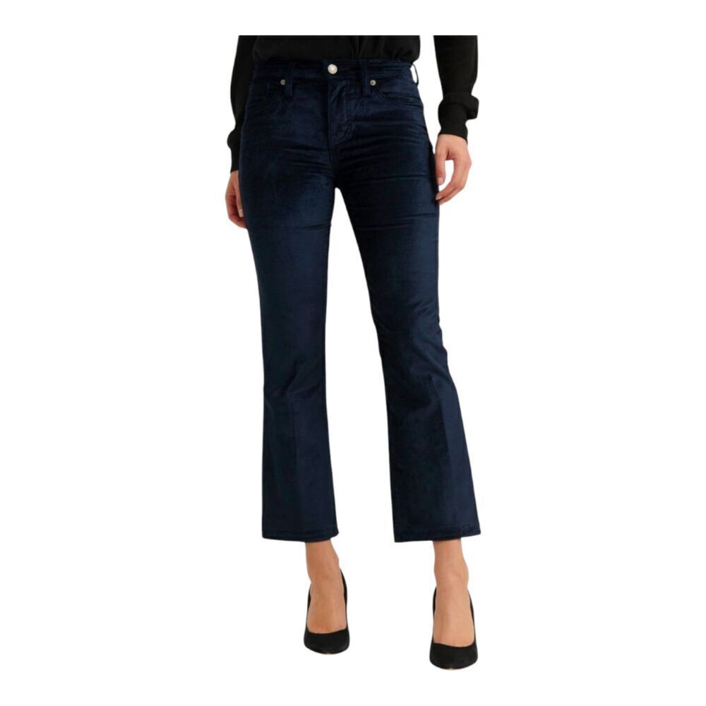 Lucky Brand Mid Rise Ava Crop Mini Boot American Navy Velvet Jeans Pants, 4